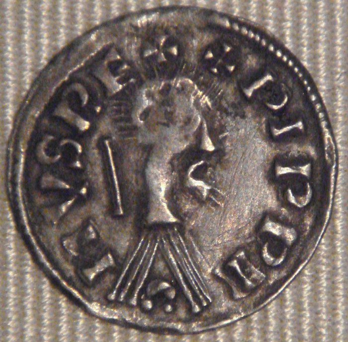 Moneda denier del siglo IX.