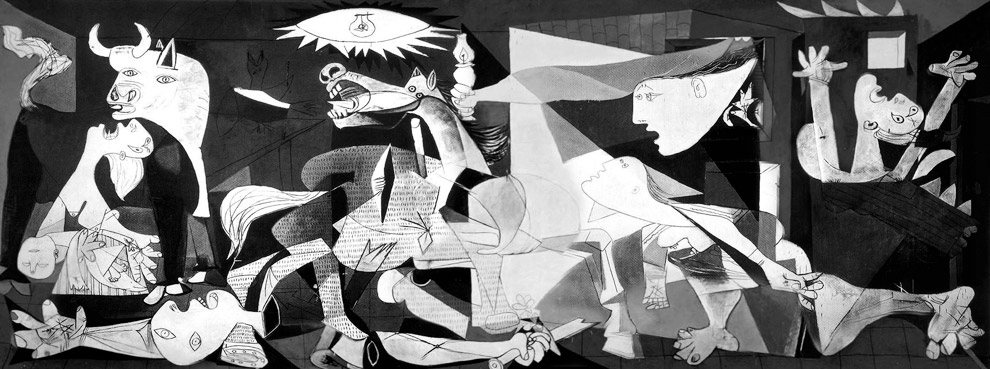 Guernica es un famoso cuadro de Pablo Picasso, pintado entre los meses de mayo y junio de 1937, cuyo ttulo alude al bombardeo de Guernica, ocurrido el 26 de abril de dicho ao (1937), durante la guerra civil espaola.