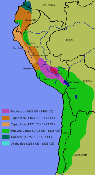 Extensin del imperio incaico (imagen de dominio pblico)