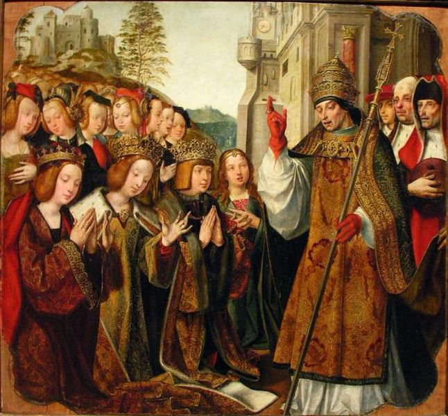 Santa rsula y el prncipe Etherius haciendo un voto solemne de uno a otro, 1522-1525.