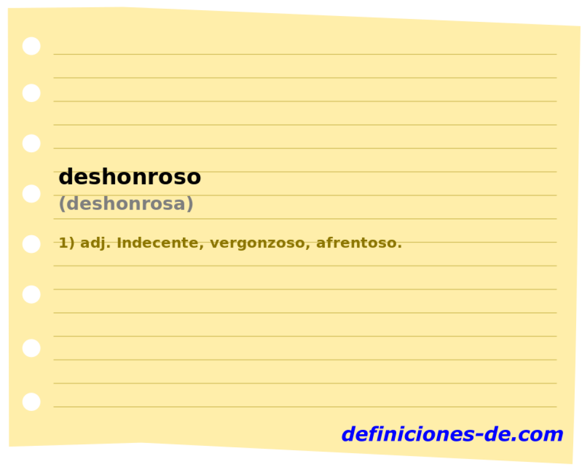deshonroso (deshonrosa)