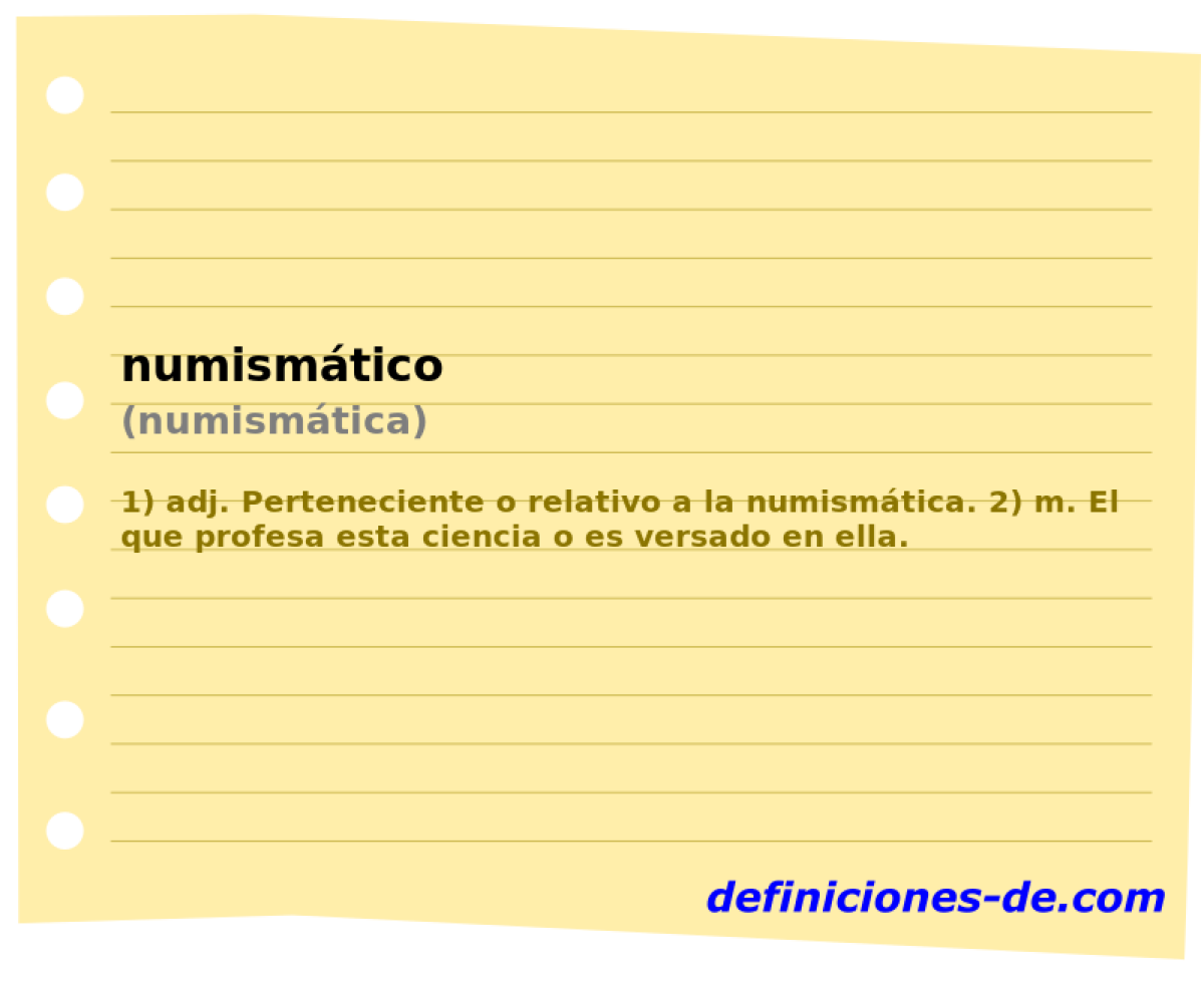 numismtico (numismtica)