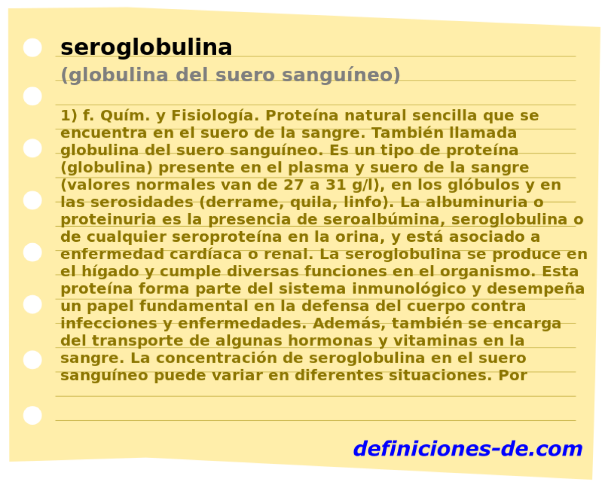 seroglobulina (globulina del suero sanguneo)