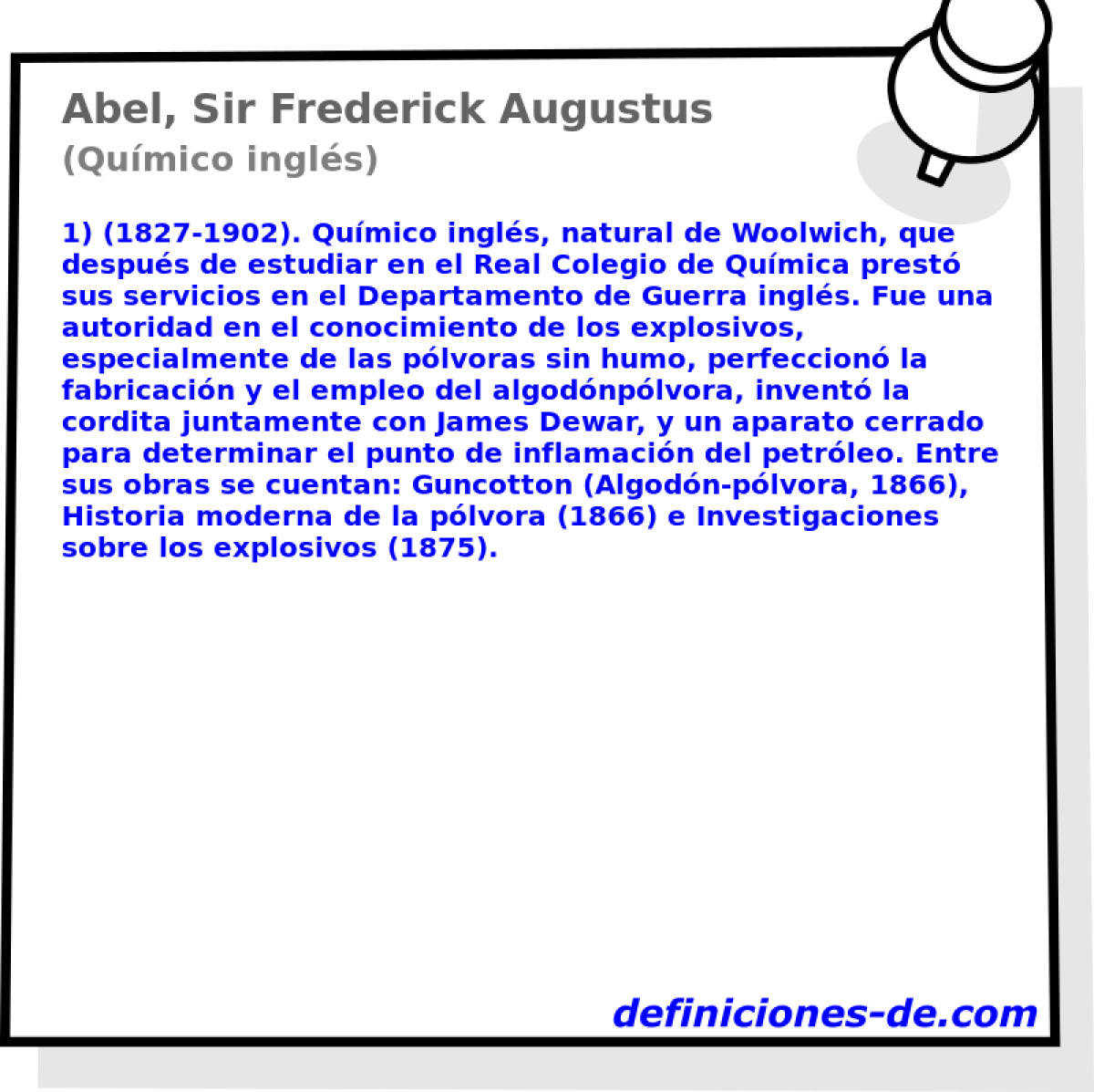 Abel, Sir Frederick Augustus (Qumico ingls)