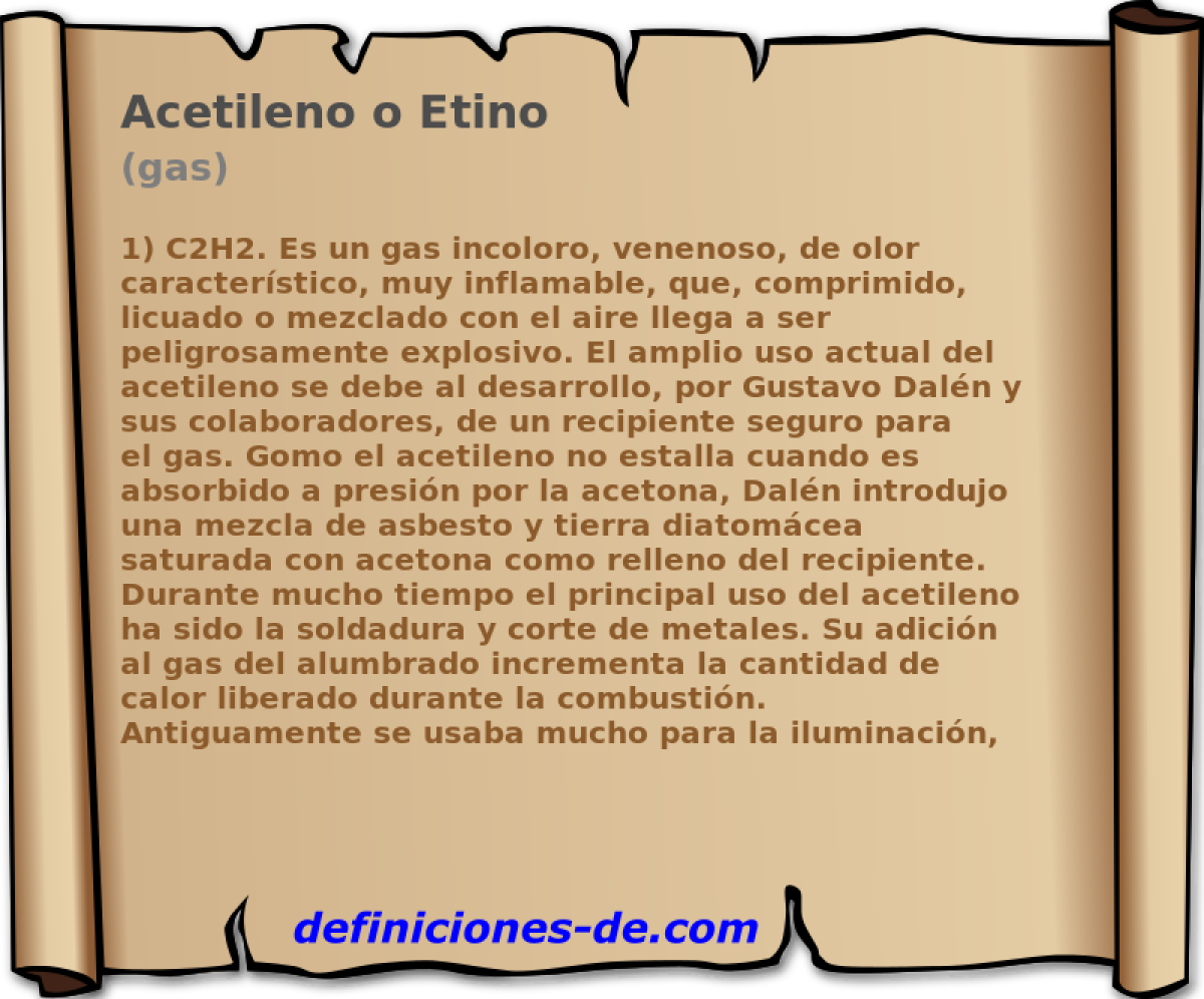 Acetileno o Etino (gas)