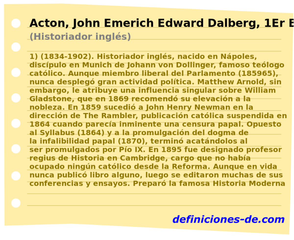 Acton, John Emerich Edward Dalberg, 1Er Barn De (Historiador ingls)