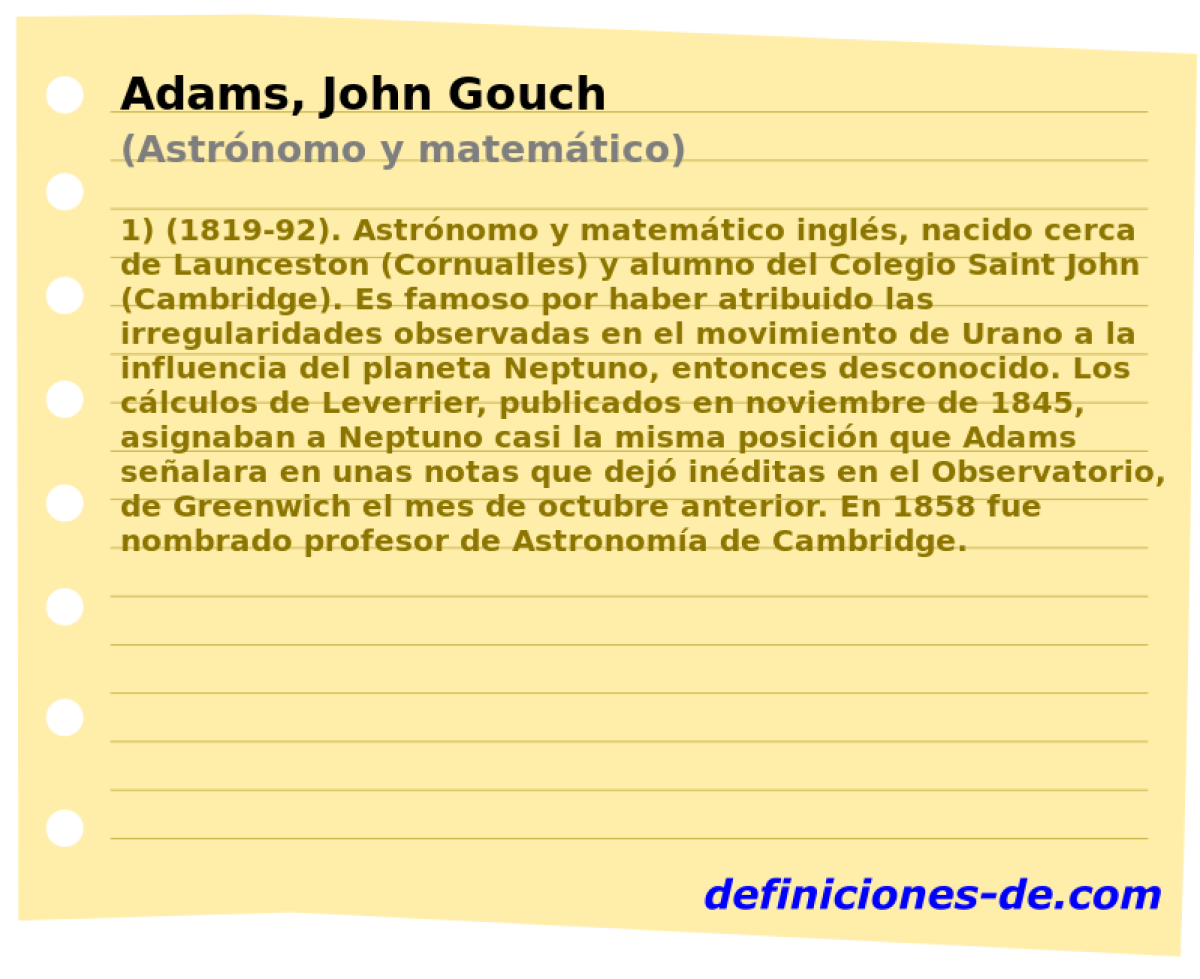 Adams, John Gouch (Astrnomo y matemtico)
