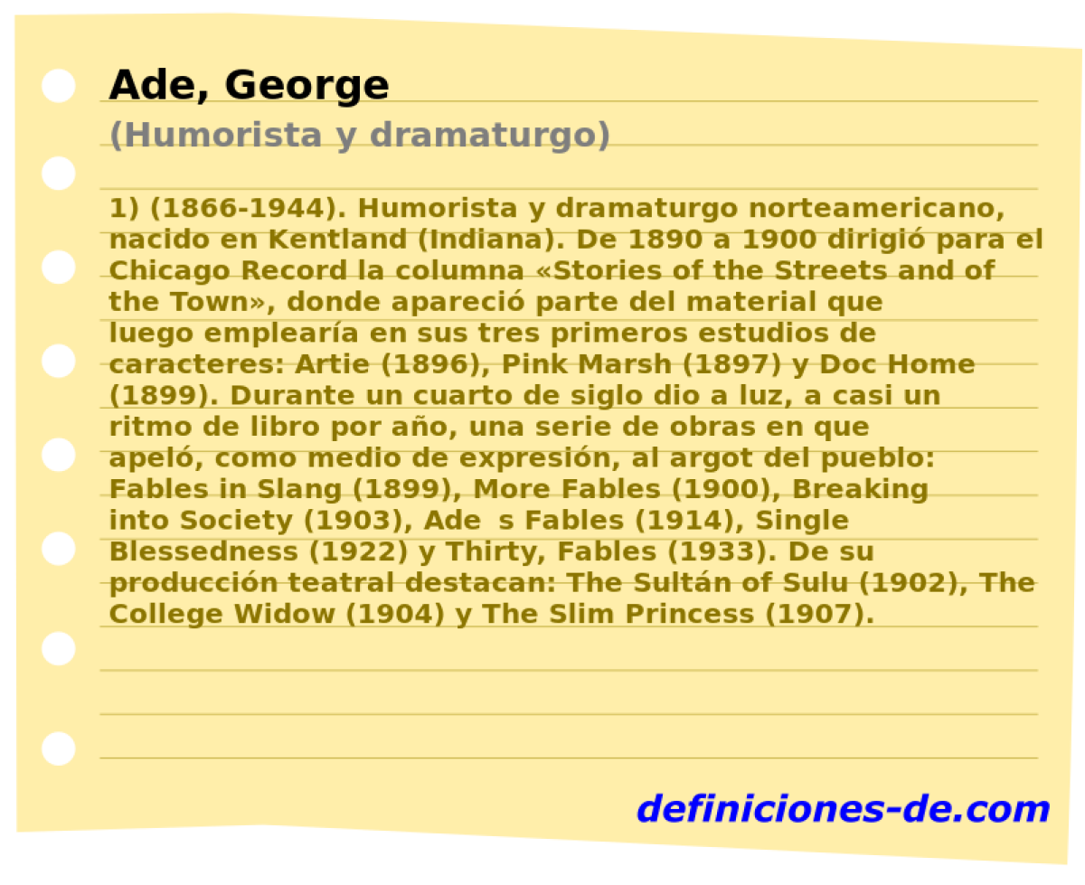 Ade, George (Humorista y dramaturgo)