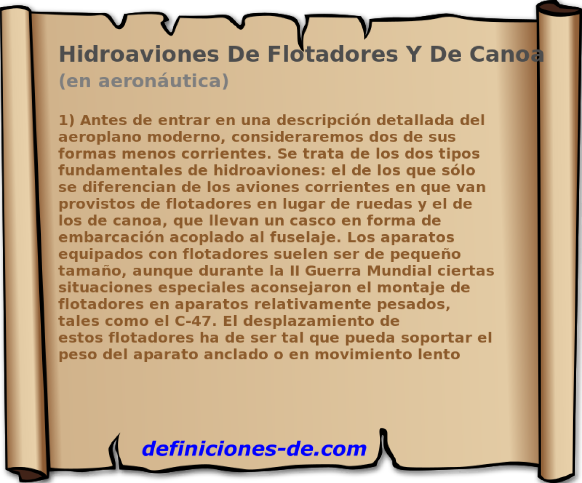 Hidroaviones De Flotadores Y De Canoa (en aeronutica)