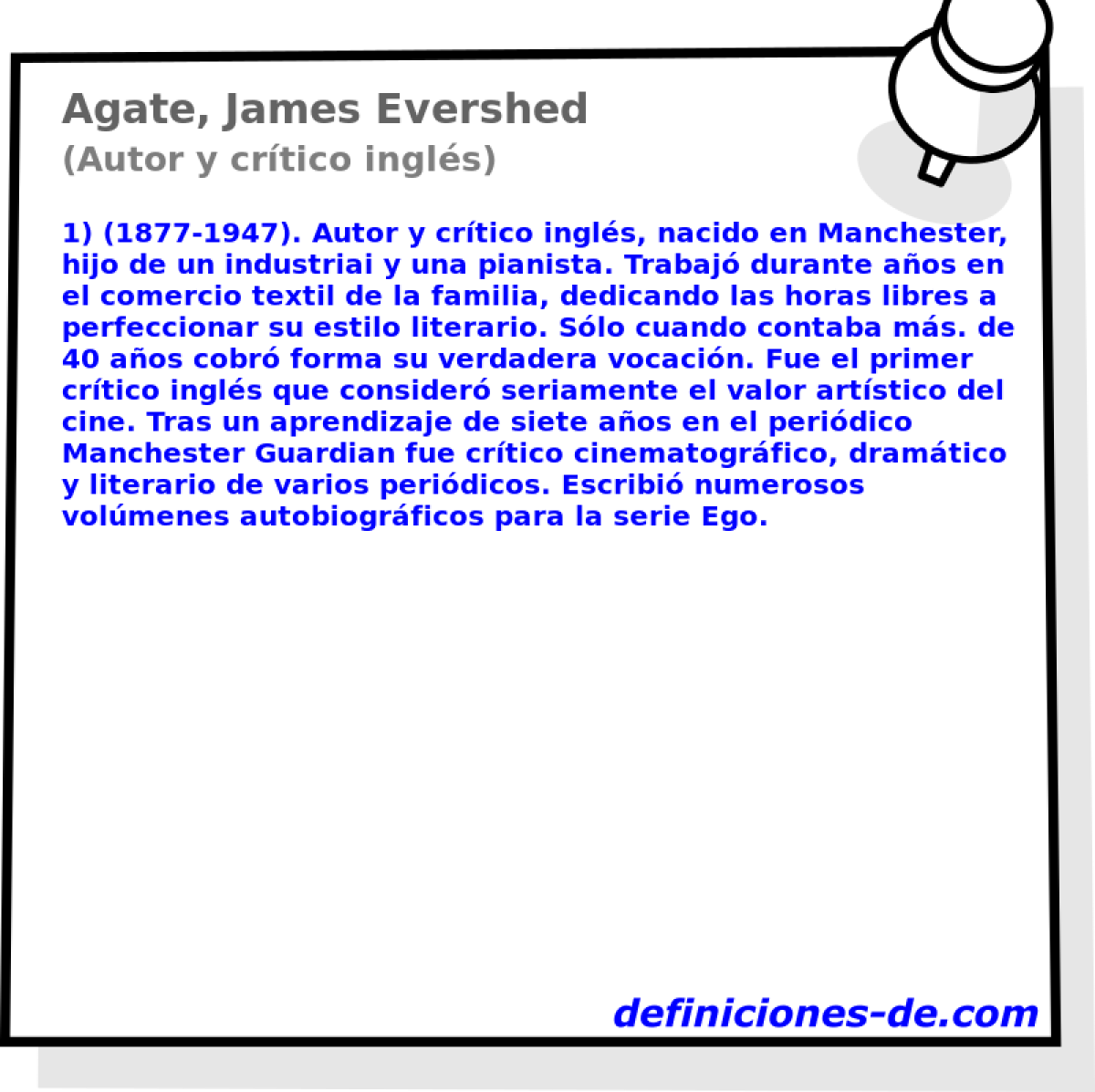 Agate, James Evershed (Autor y crtico ingls)