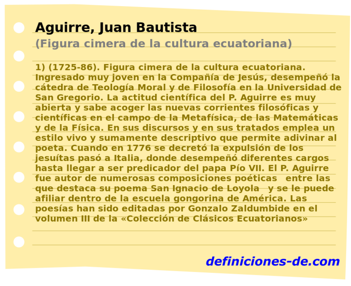 Aguirre, Juan Bautista (Figura cimera de la cultura ecuatoriana)