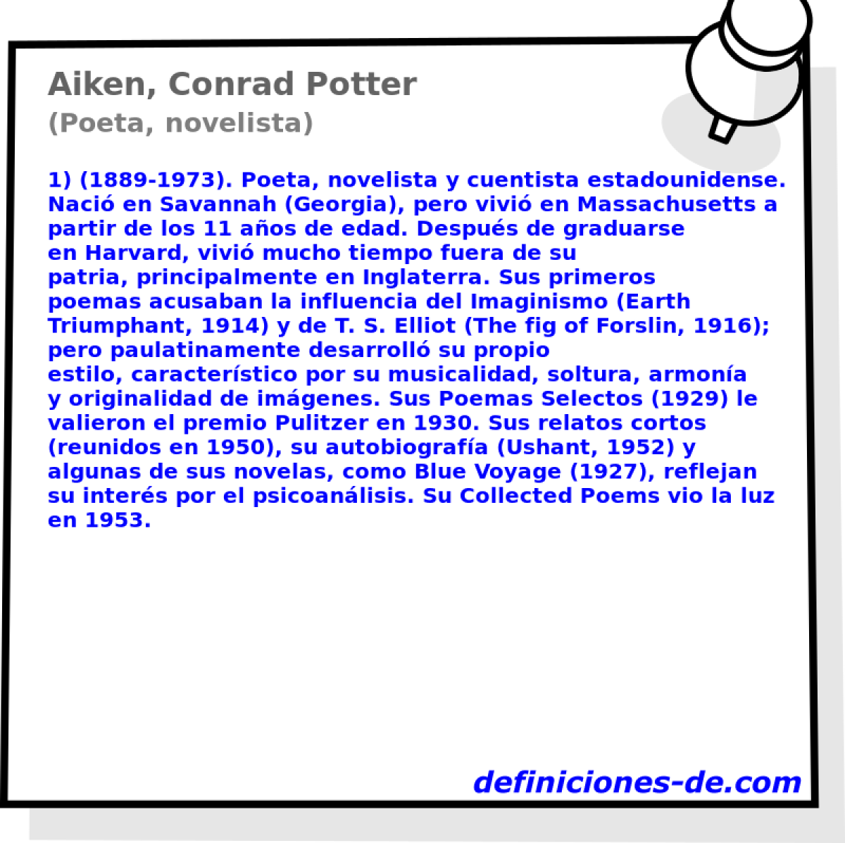 Aiken, Conrad Potter (Poeta, novelista)