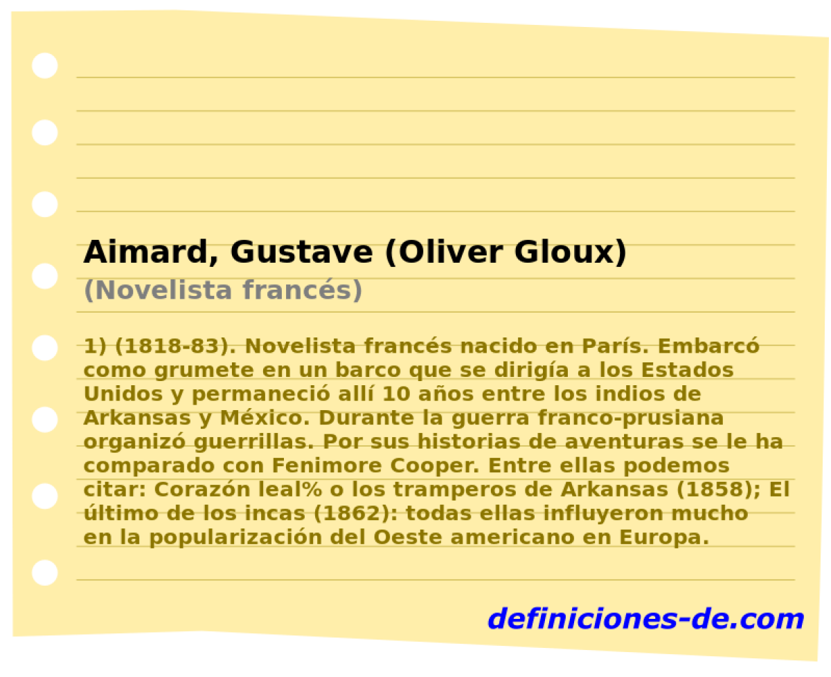 Aimard, Gustave (Oliver Gloux) (Novelista francs)