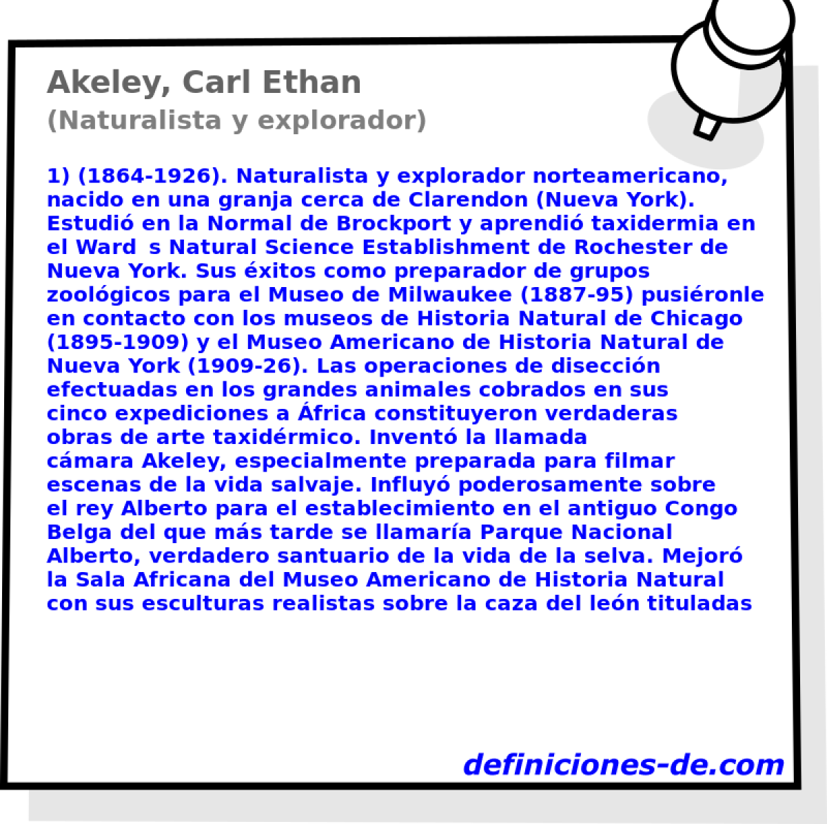 Akeley, Carl Ethan (Naturalista y explorador)