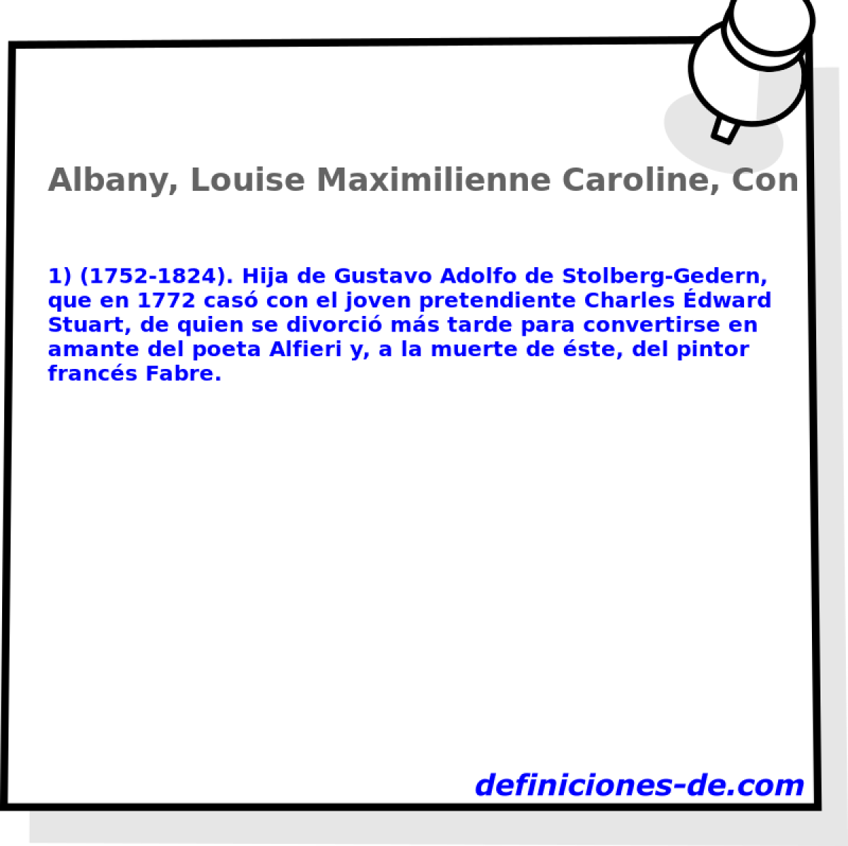 Albany, Louise Maximilienne Caroline, Condesa De Albany 