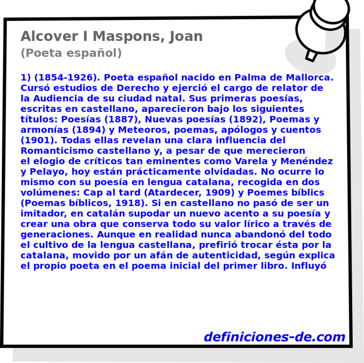 Alcover I Maspons, Joan (Poeta espaol)