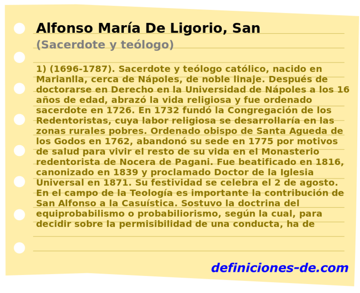 Alfonso Mara De Ligorio, San (Sacerdote y telogo)
