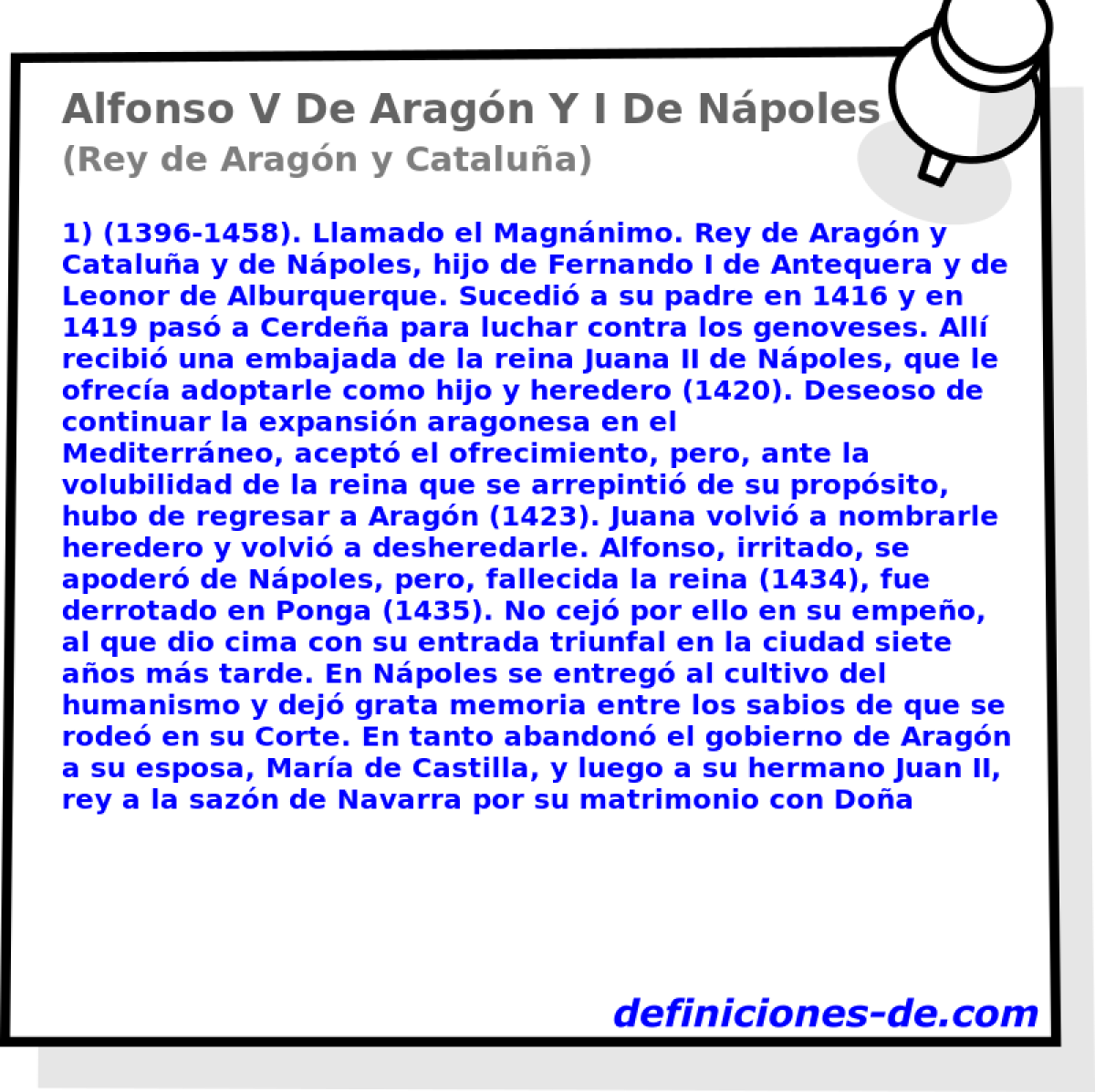 Alfonso V De Aragn Y I De Npoles (Rey de Aragn y Catalua)
