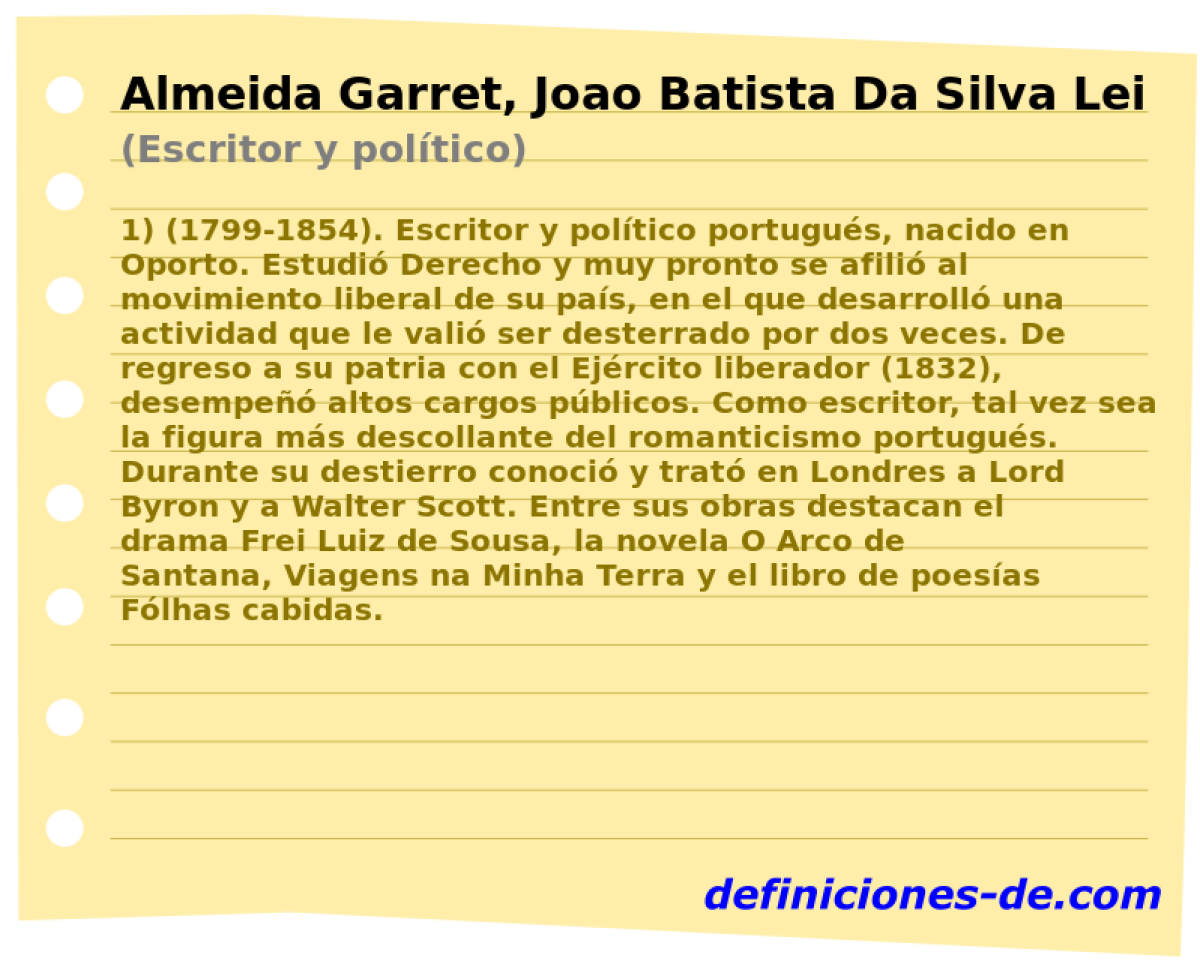 Almeida Garret, Joao Batista Da Silva Leitao De (Escritor y poltico)