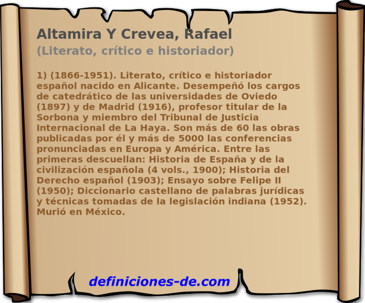 Altamira Y Crevea, Rafael (Literato, crtico e historiador)