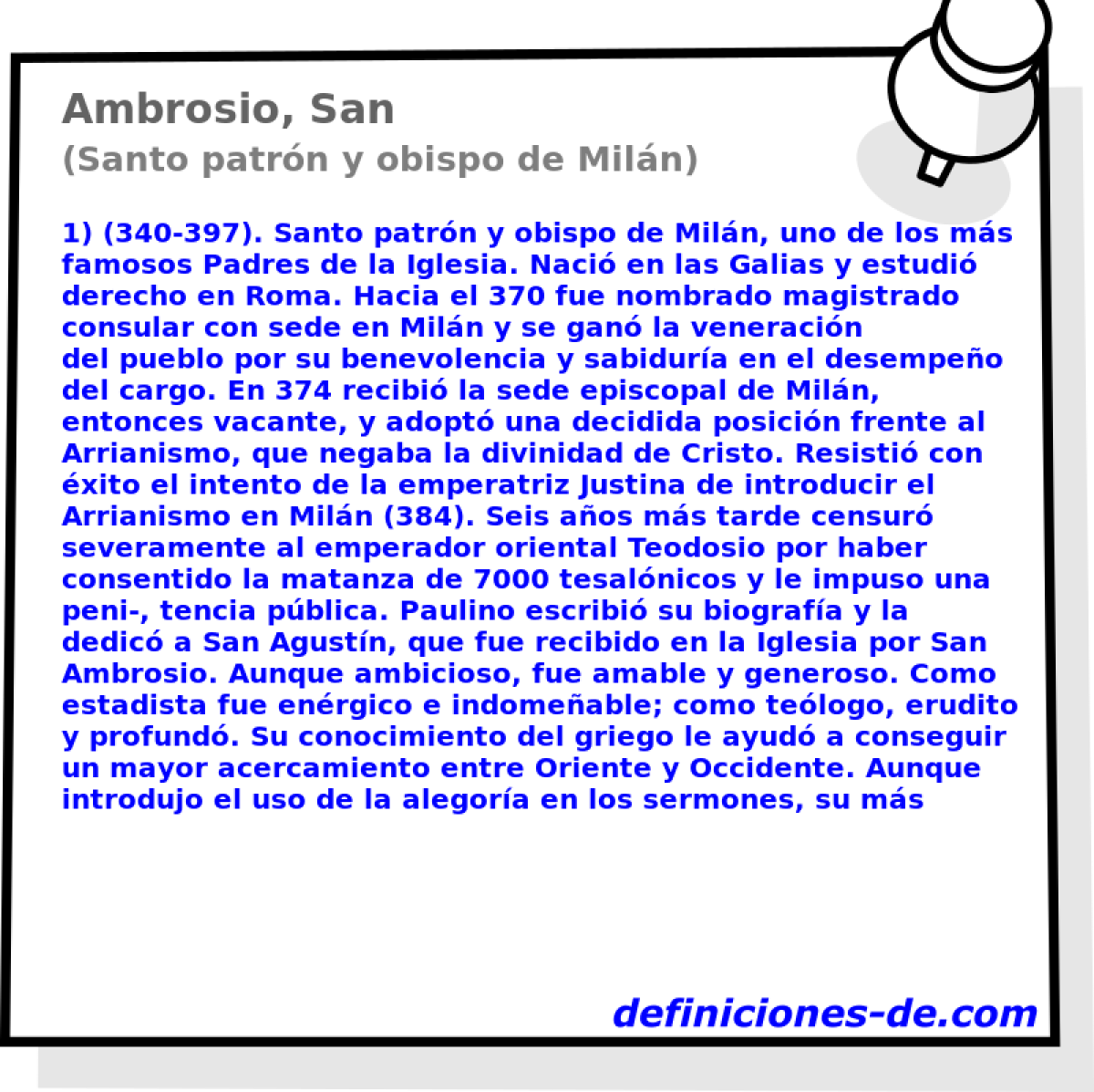 Ambrosio, San (Santo patrn y obispo de Miln)