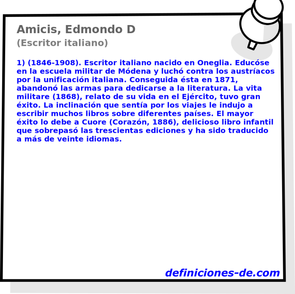 Amicis, Edmondo D (Escritor italiano)