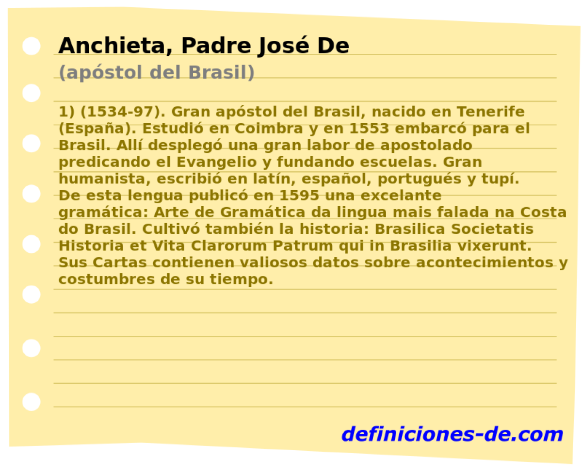 Anchieta, Padre Jos De (apstol del Brasil)