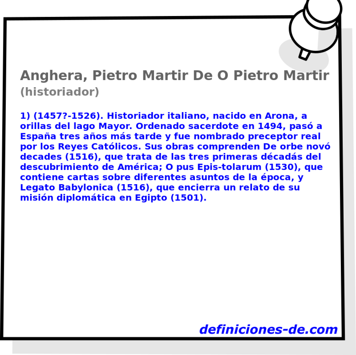 Anghera, Pietro Martir De O Pietro Martire DAnghier (historiador)