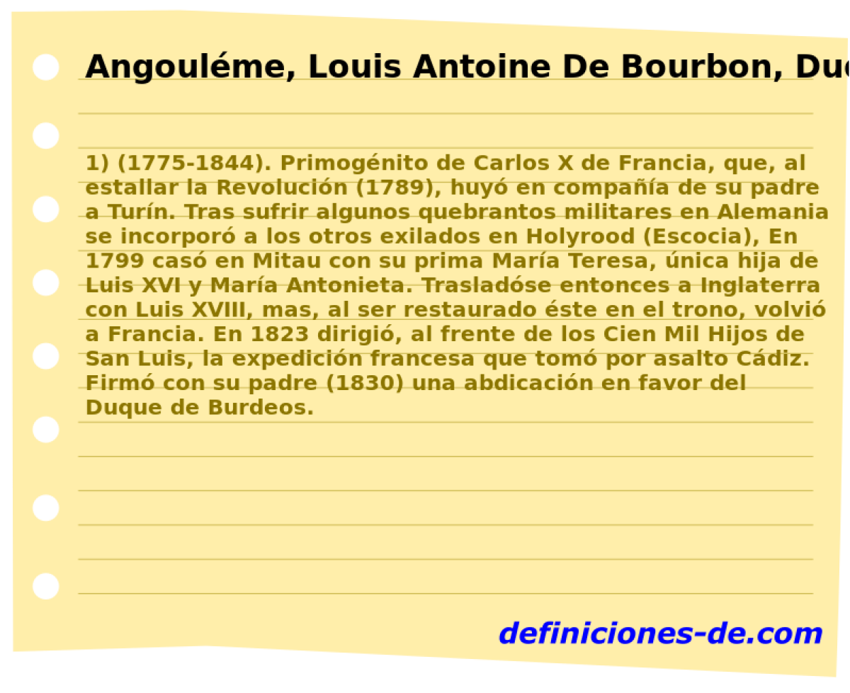 Angoulme, Louis Antoine De Bourbon, Duque De 