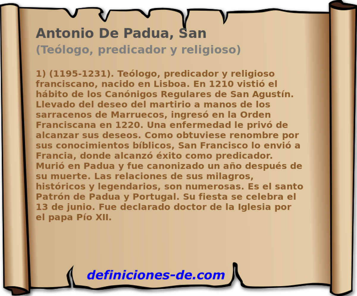 Antonio De Padua, San (Telogo, predicador y religioso)