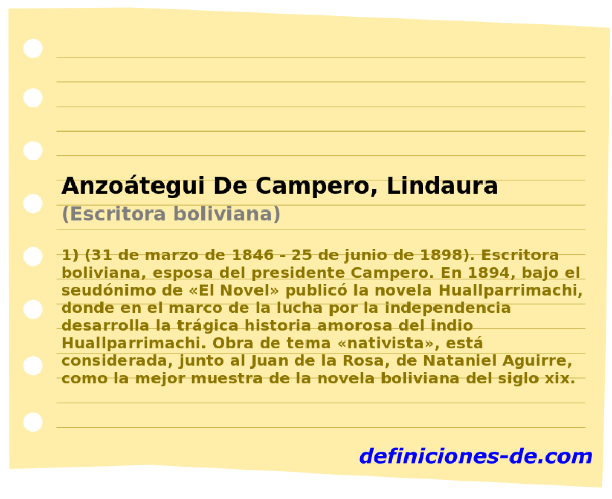 Anzotegui De Campero, Lindaura (Escritora boliviana)