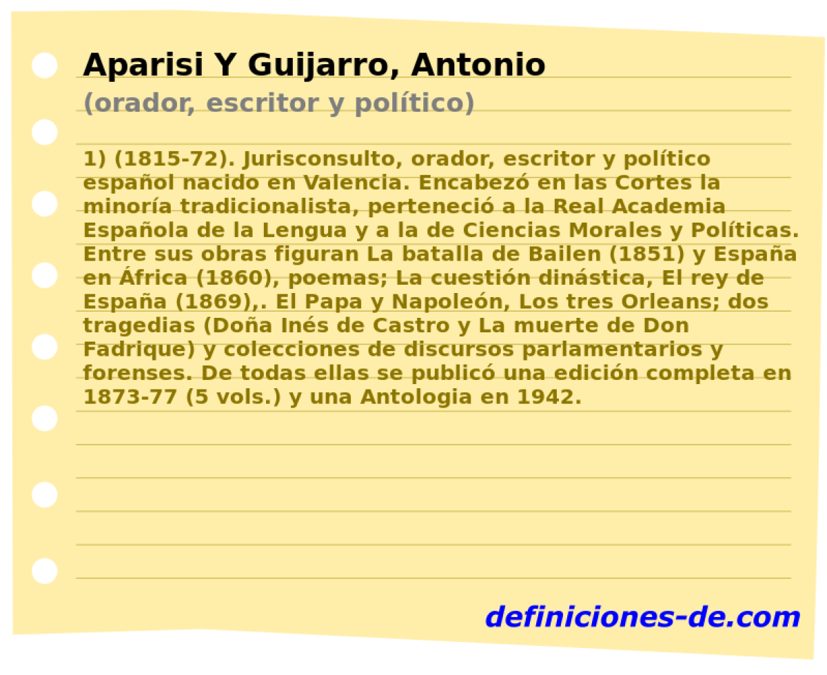 Aparisi Y Guijarro, Antonio (orador, escritor y poltico)