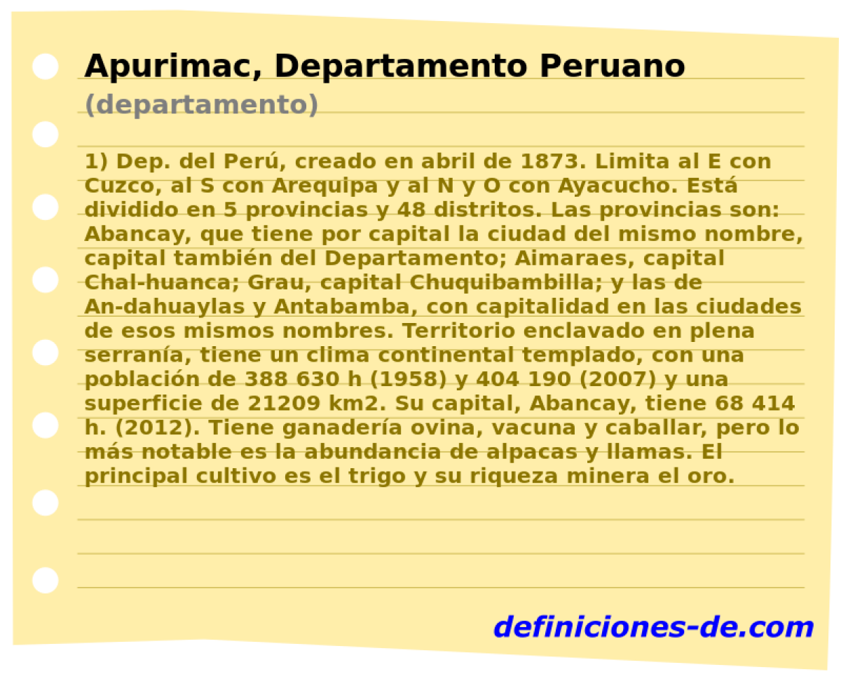 Apurimac, Departamento Peruano (departamento)