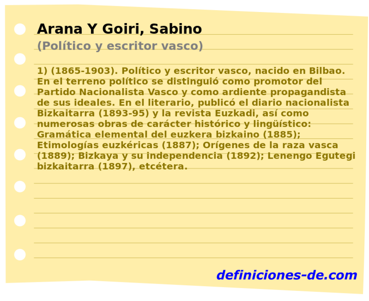 Arana Y Goiri, Sabino (Poltico y escritor vasco)