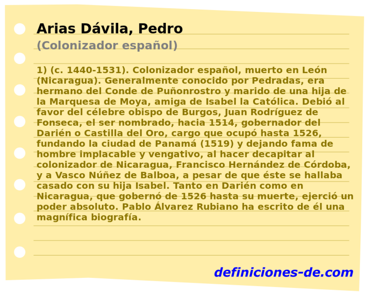 Arias Dvila, Pedro (Colonizador espaol)