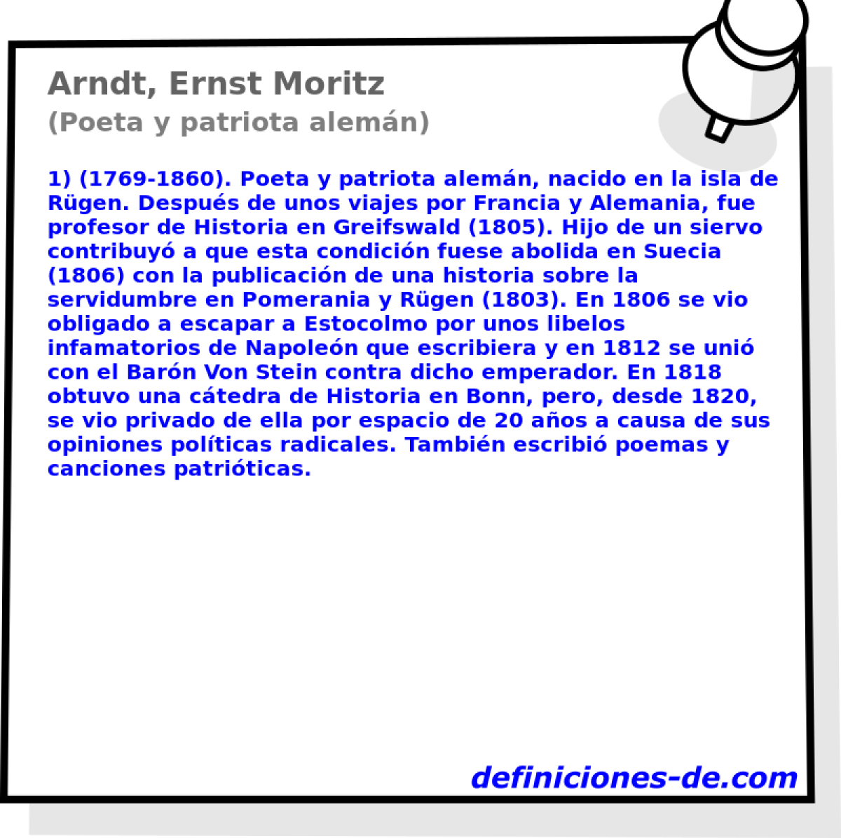 Arndt, Ernst Moritz (Poeta y patriota alemn)