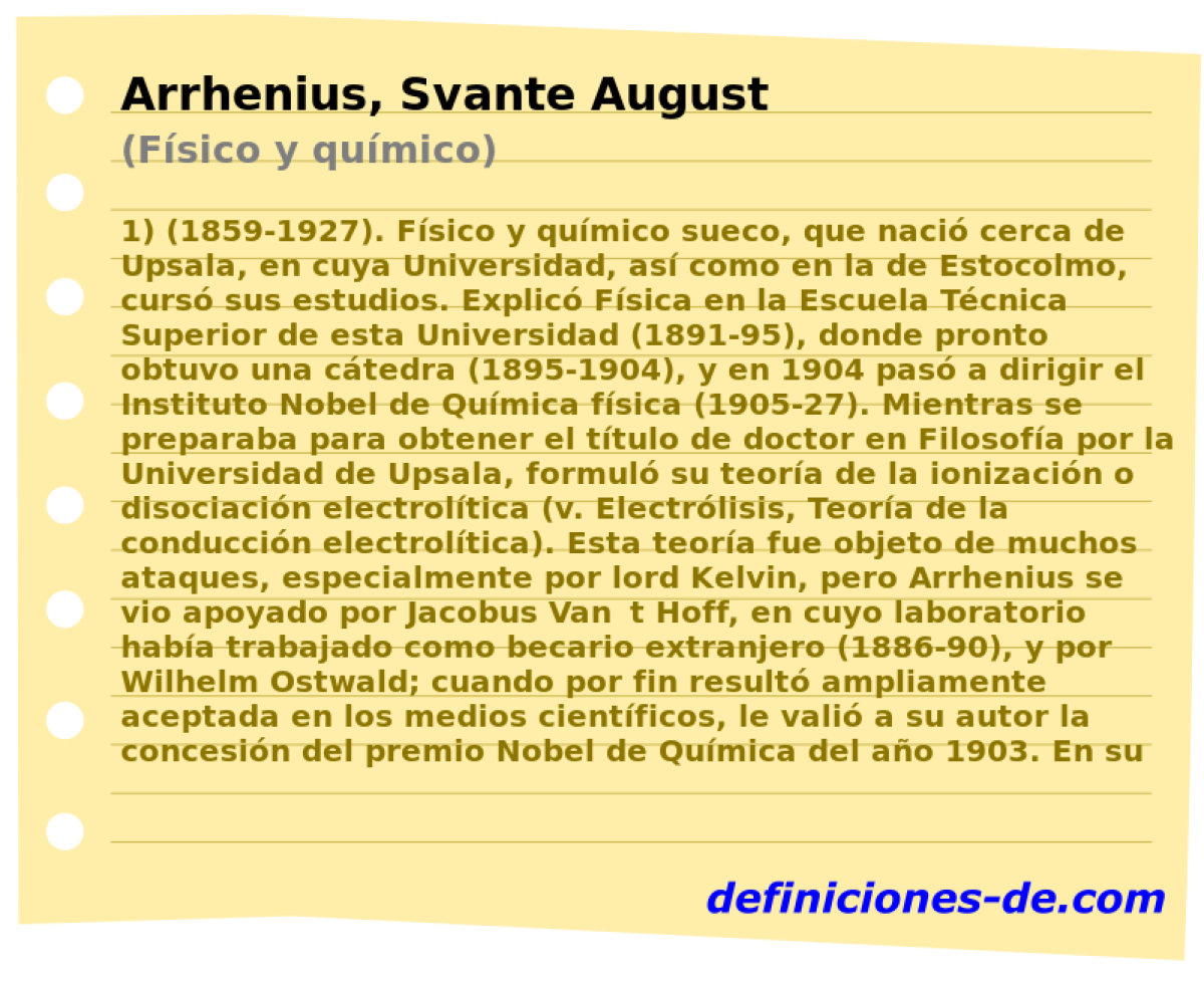 Arrhenius, Svante August (Fsico y qumico)