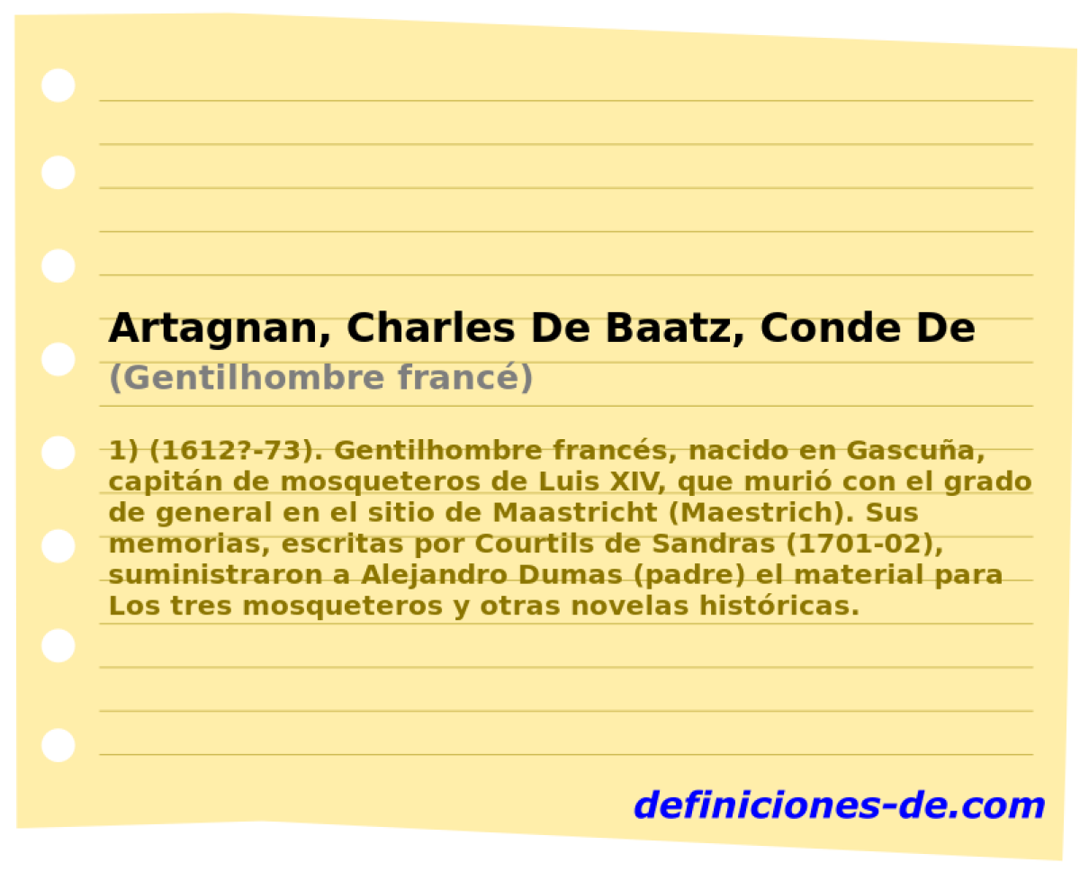 Artagnan, Charles De Baatz, Conde De (Gentilhombre franc)