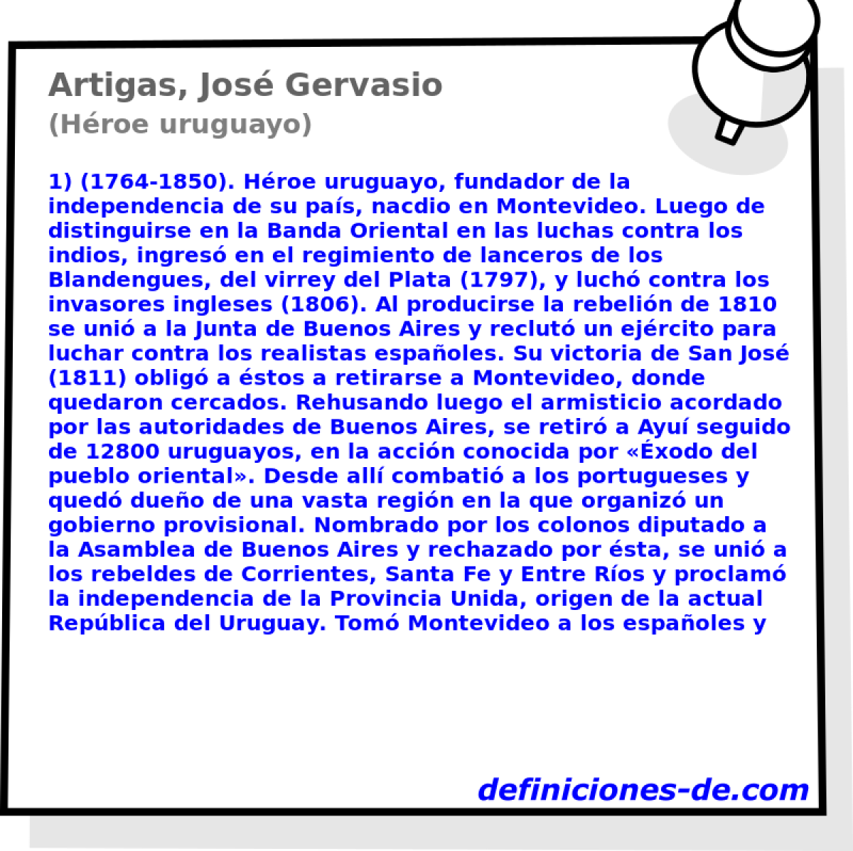 Artigas, Jos Gervasio (Hroe uruguayo)