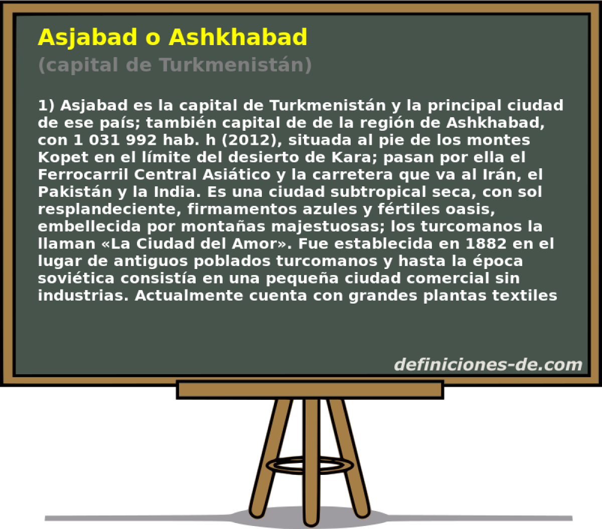 Asjabad o Ashkhabad (capital de Turkmenistn)