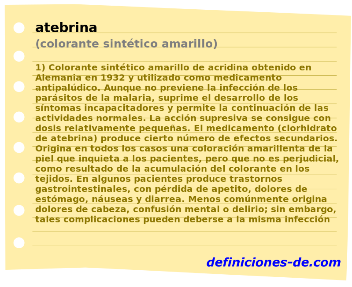 atebrina (colorante sinttico amarillo)