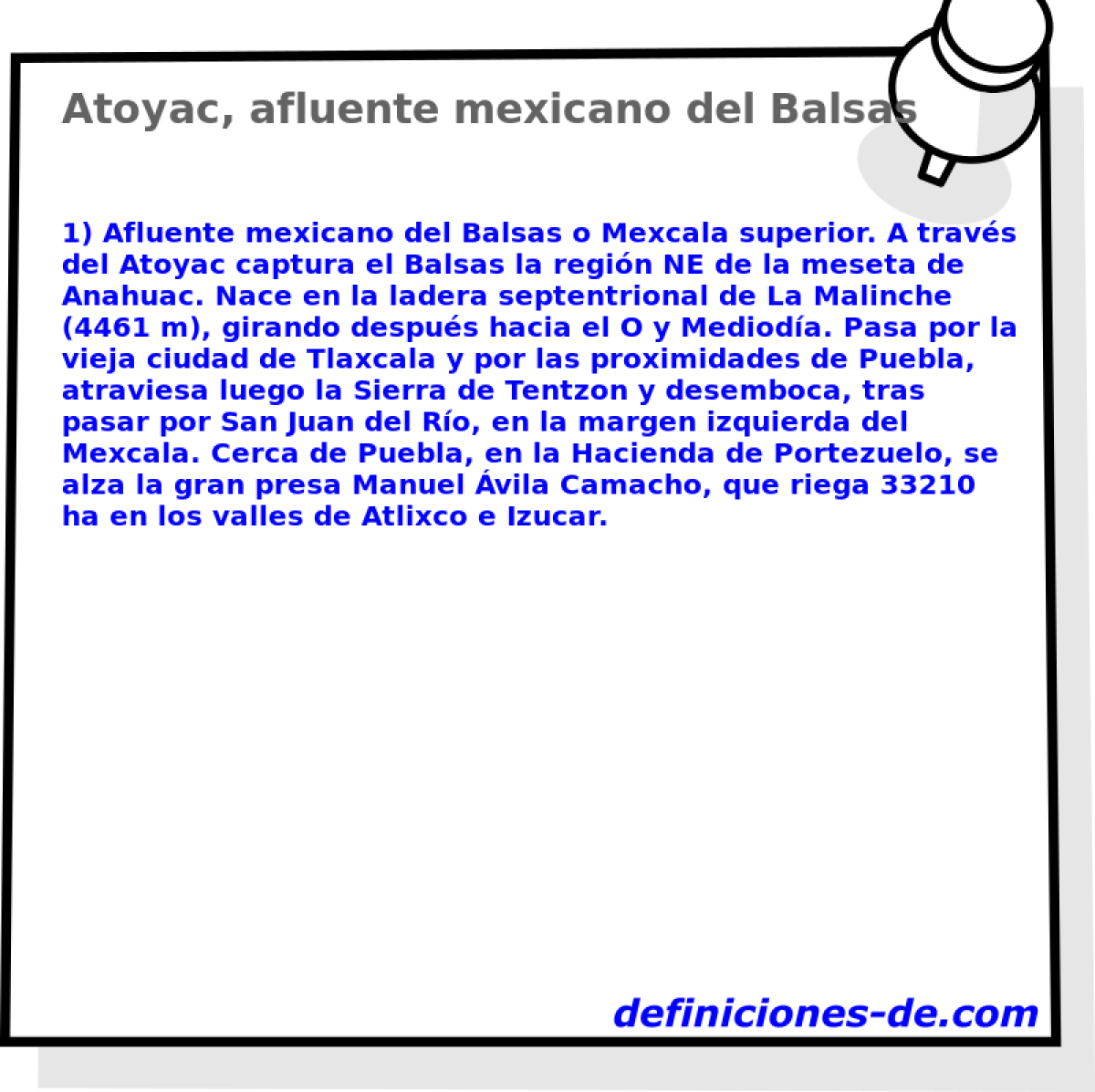 Atoyac, afluente mexicano del Balsas 