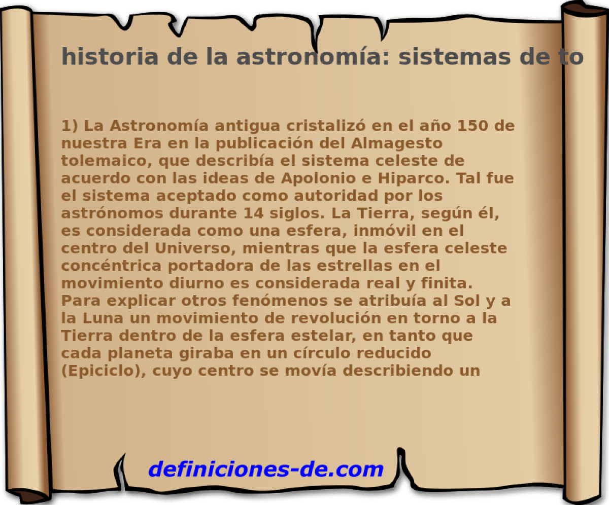historia de la astronoma: sistemas de tolomeo y coprnico 
