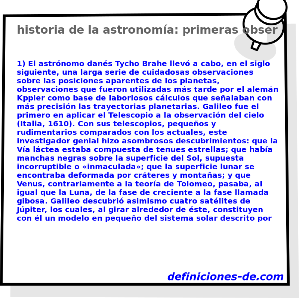 historia de la astronoma: primeras observaciones telescpicas 