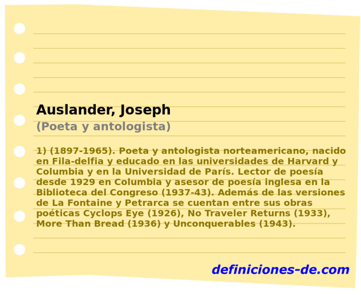Auslander, Joseph (Poeta y antologista)