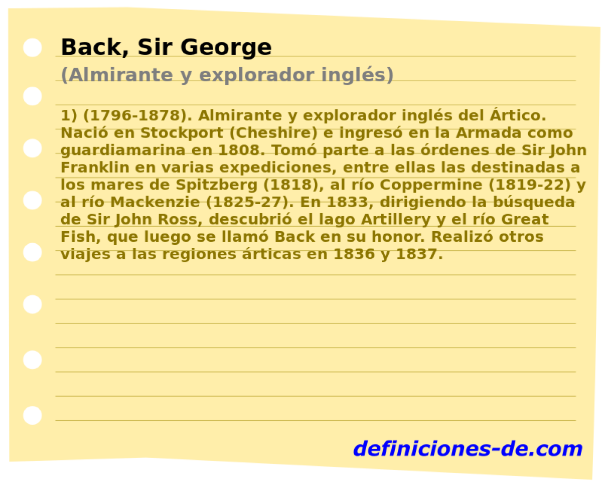 Back, Sir George (Almirante y explorador ingls)