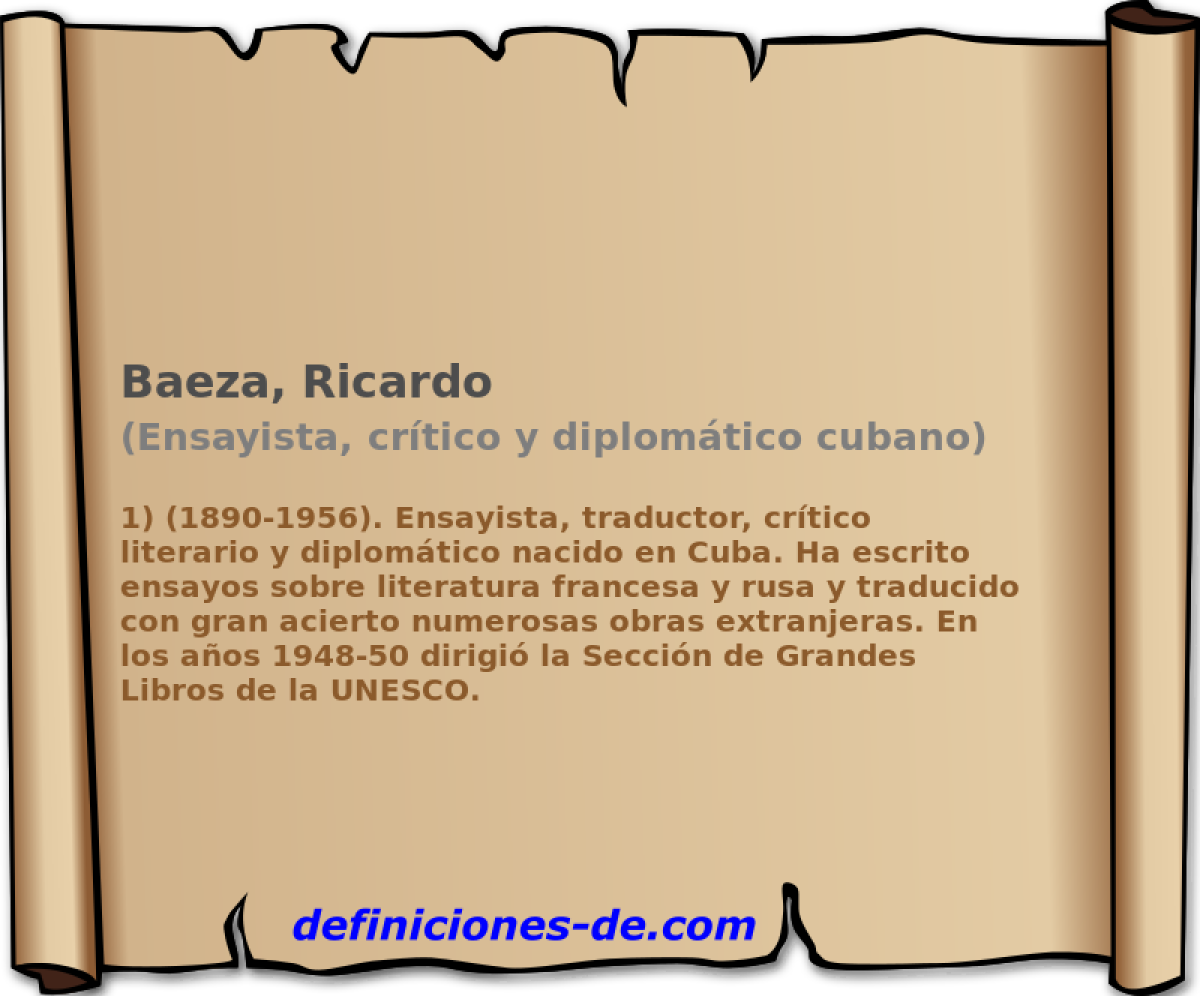 Baeza, Ricardo (Ensayista, crtico y diplomtico cubano)