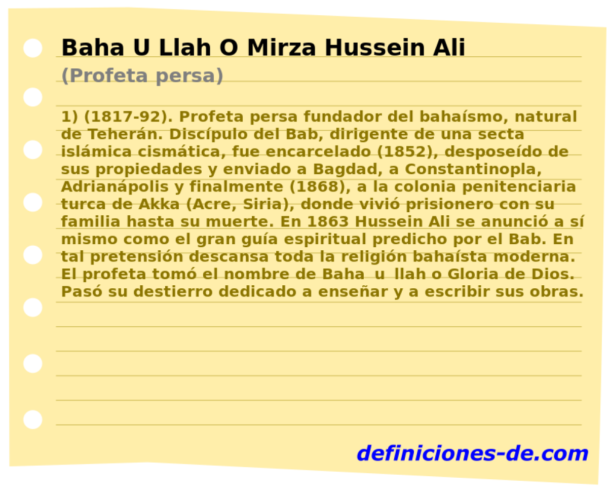 Baha U Llah O Mirza Hussein Ali (Profeta persa)
