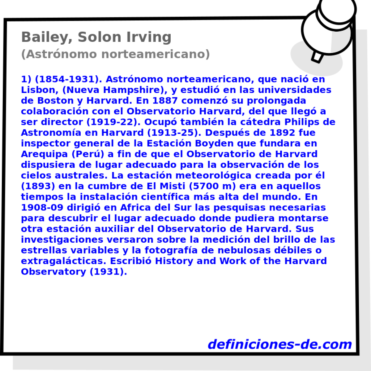 Bailey, Solon Irving (Astrnomo norteamericano)