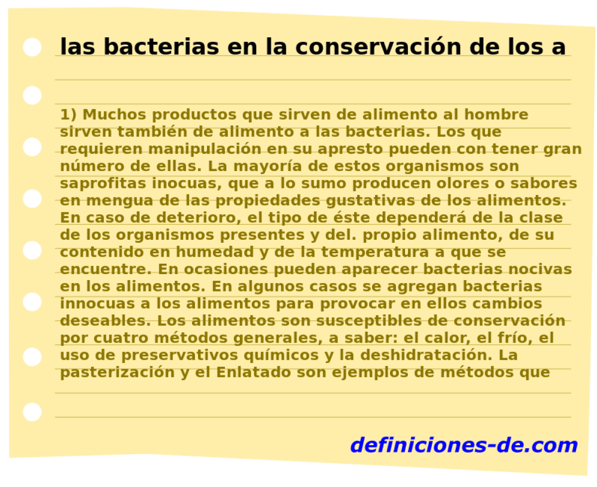 las bacterias en la conservacin de los alimentos 
